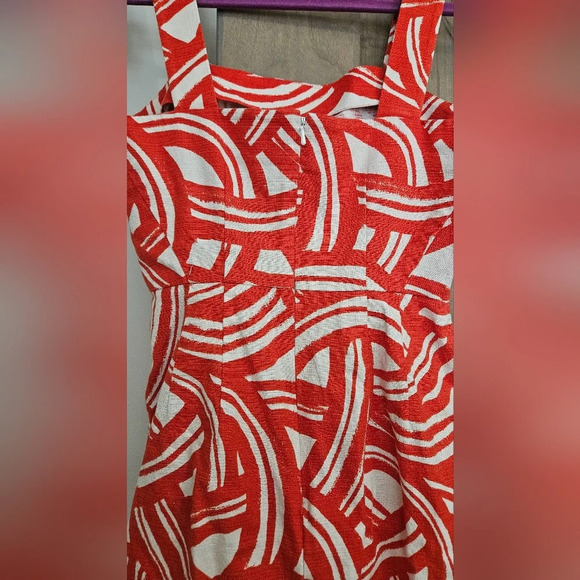 Banana Republic Red Cream printed Sheath midi dress. Size 2 - Picture 8 of 11